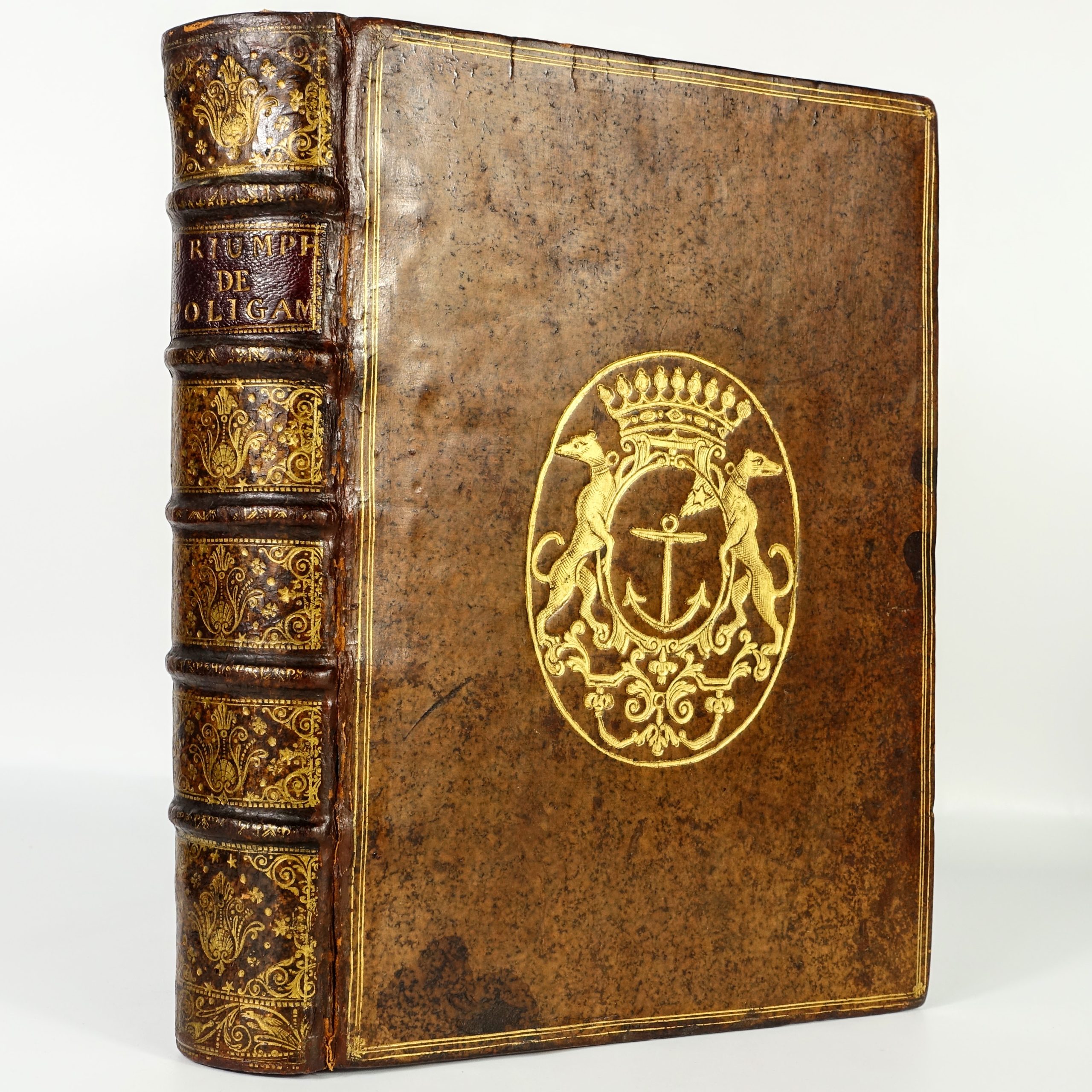 ALETHEO Theophilo - Polygamia Triumphatrix. 1682, rare ouvrage en faveur de la polygamie. Reliure aux armes du président à la chambre des comptes de Paris