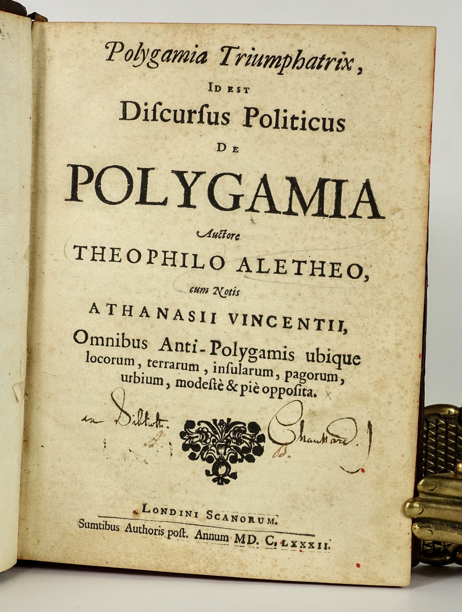 ALETHEO Theophilo - Polygamia Triumphatrix. 1682, rare ouvrage en faveur de la polygamie. Reliure aux armes du président à la chambre des comptes de Paris – Image 6