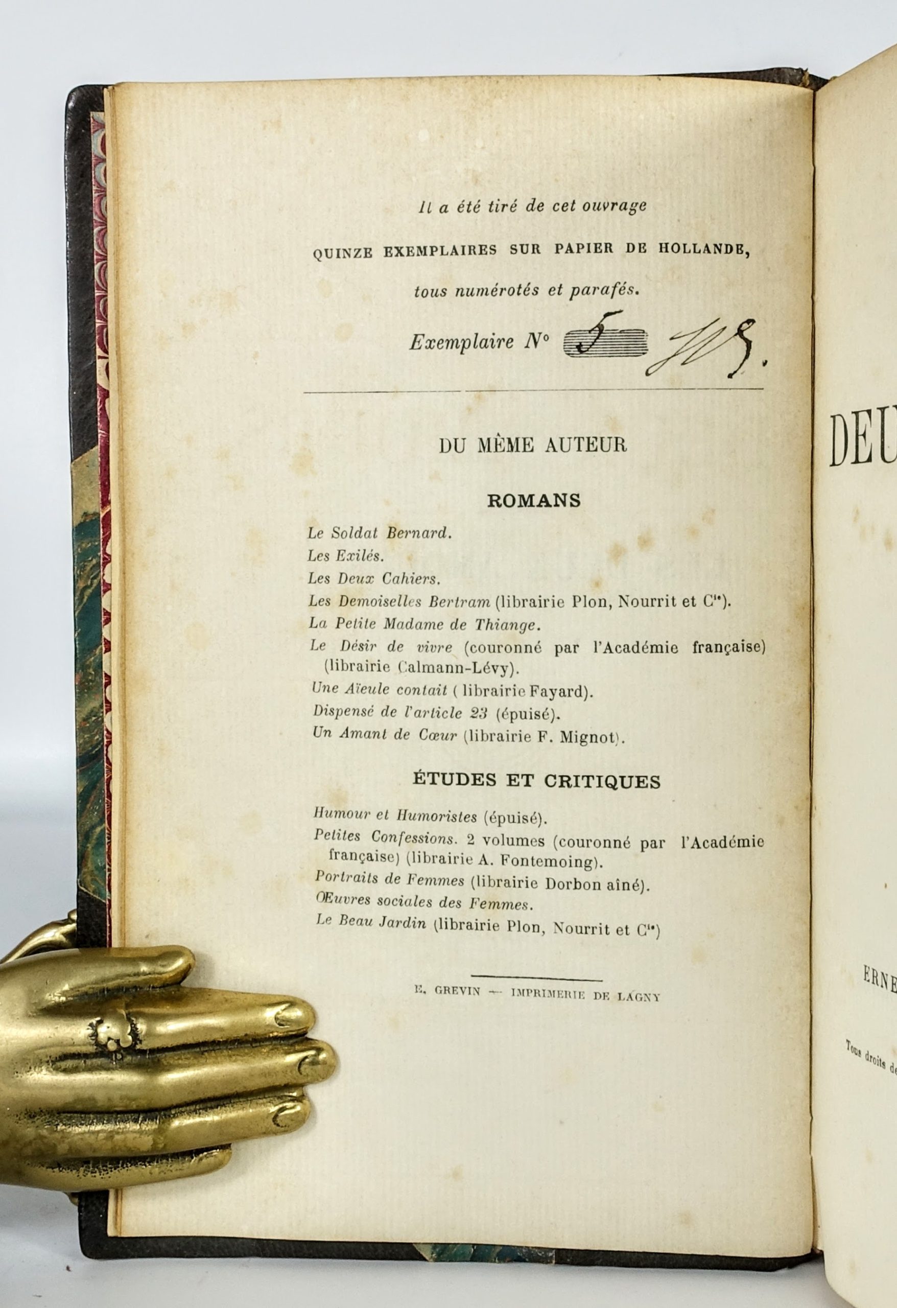 ACKER Paul - Les deux amours. EO 1914 num 1/15 sur Hollande, reliure maroquin signée – Image 7