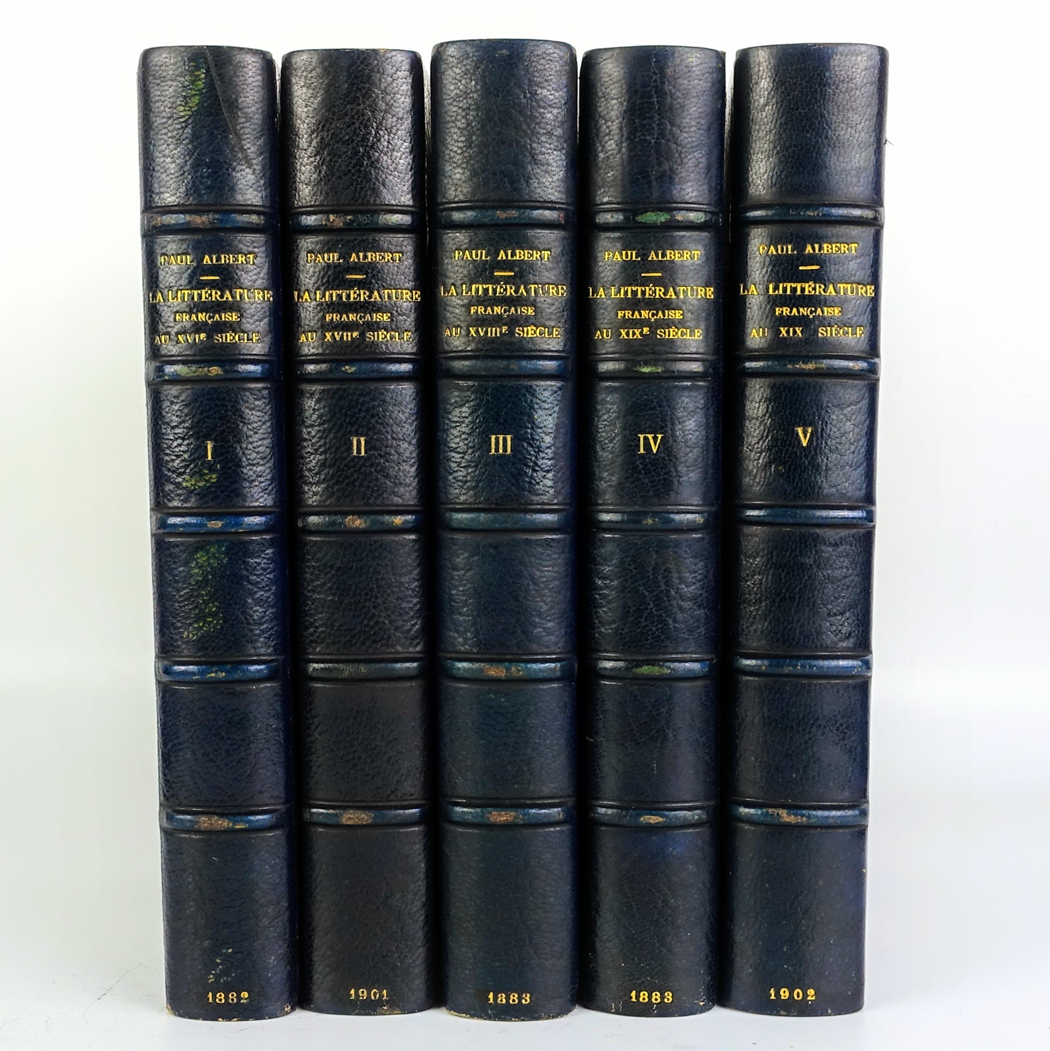 ALBERT Paul - La Littérature Française, 1882, 5/5 vol, reliure maroquin signée
