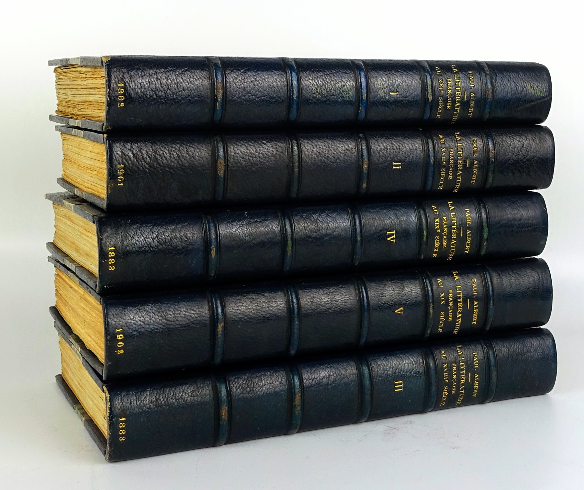 ALBERT Paul - La Littérature Française, 1882, 5/5 vol, reliure maroquin signée – Image 12